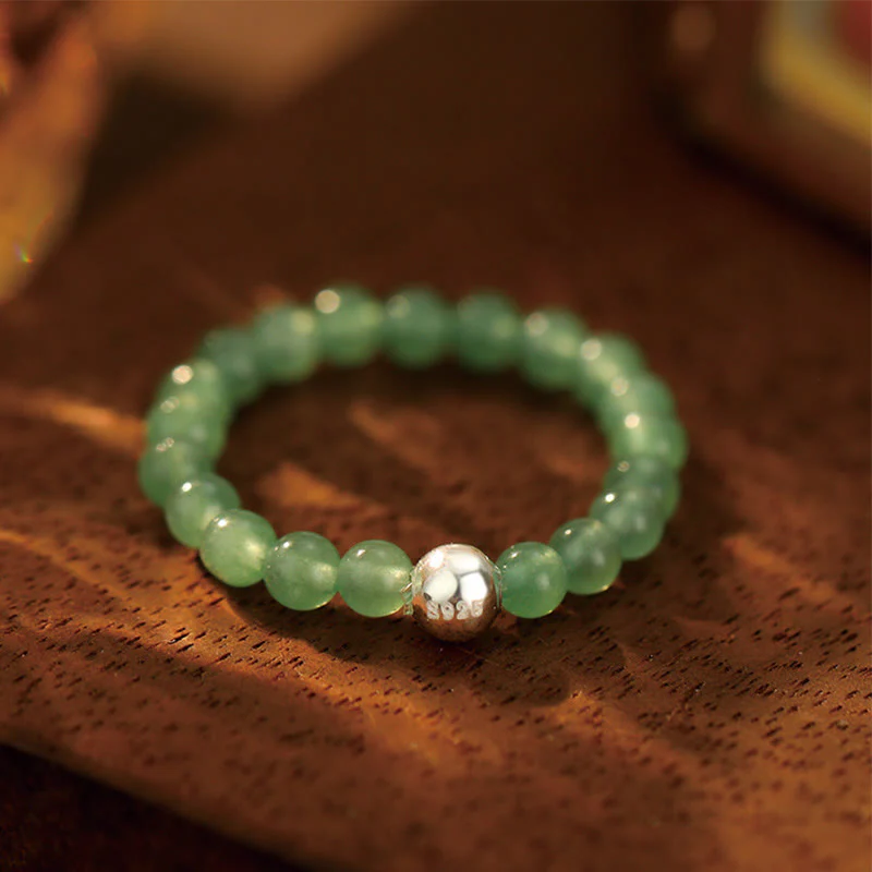 Buddha Stones 925 Sterling Silver Crystal Beads White Jade Black Onyx Blessing Anello elastico - Image 37