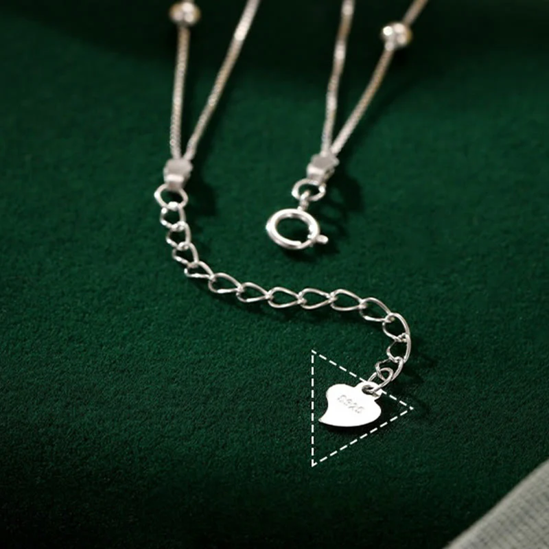 Buddha Stones 925 Sterling Silver Ginkgo Leaf Doppio Strato di Protezione Cavigliera - Image 8