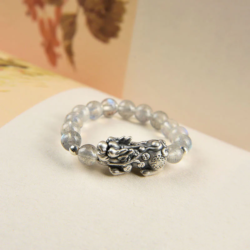Buddha Stones 925 Sterling Silver Granato Naturale Pietra di Luna Agata Rossa Anello PiXiu Wealth - Image 7