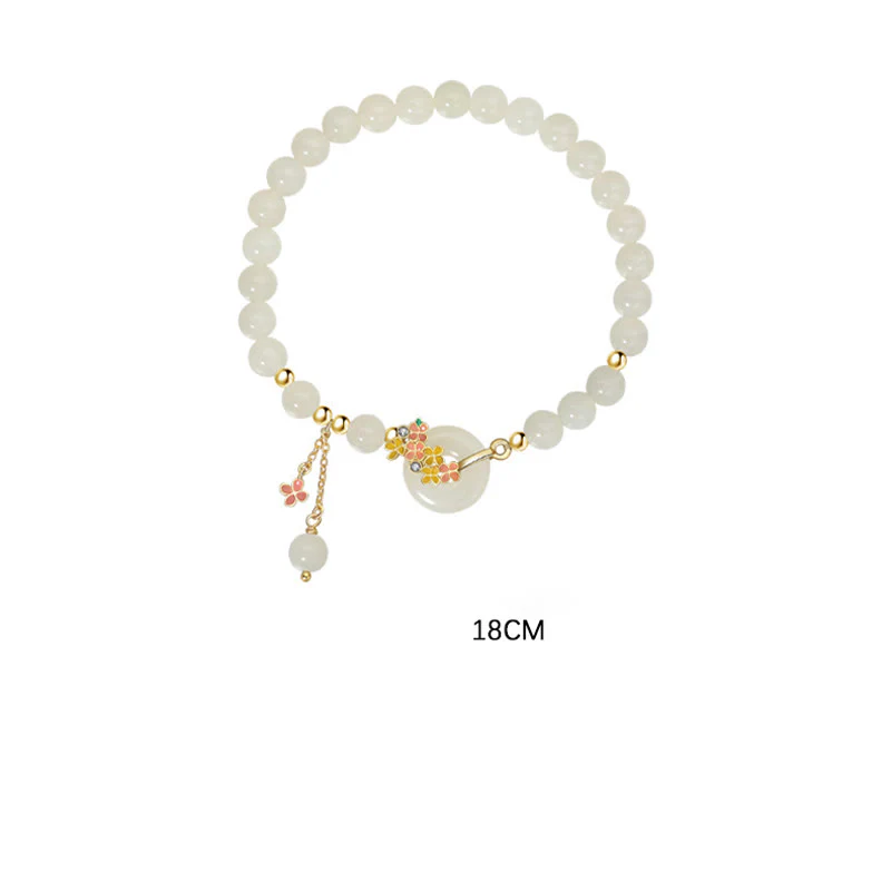 Buddha Stones 925 Sterling Silver Hetian naturale giada osmanto fiori fibbia della pace zircone fortuna braccialetto collana pendente - Image 11