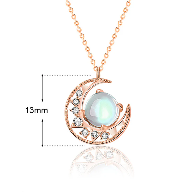 Buddha Stones 925 Sterling Silver Moonstone Moon Pattern Collana con ciondolo d'amore - Image 8