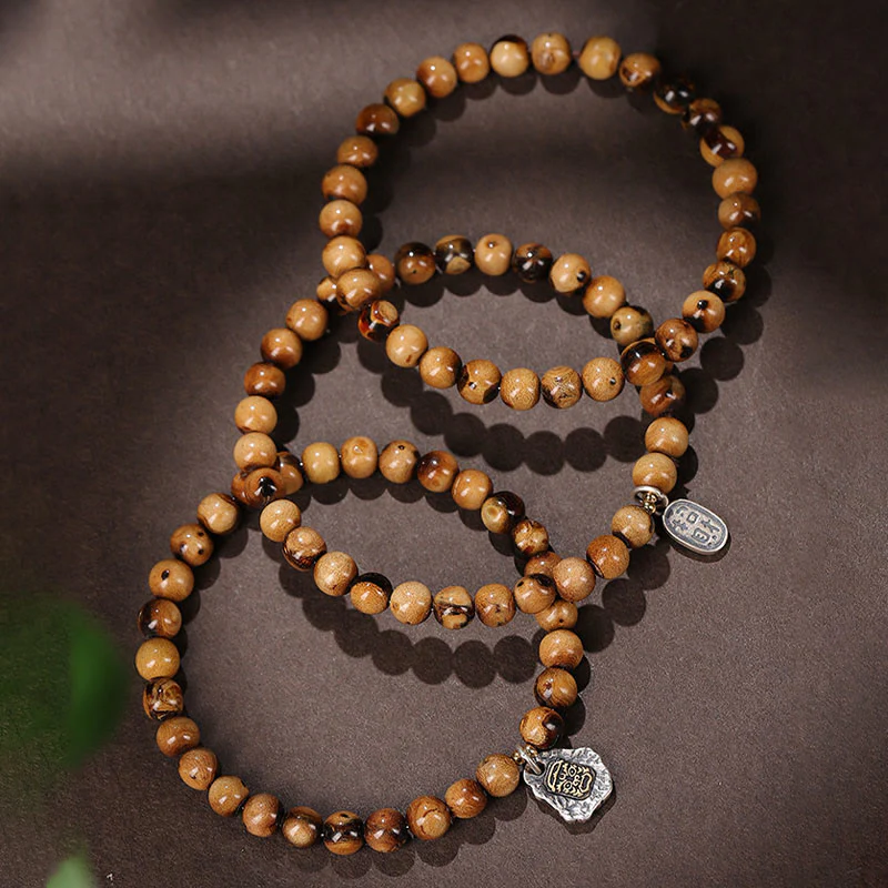 Buddha Stones 925 Sterling Silver Natural Golden Sea Willow Zakiram Dea della Ricchezza Fortuna Fu Carattere Braccialetto di Successo - Image 2