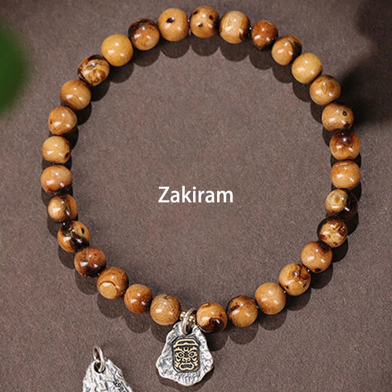 Buddha Stones 925 Sterling Silver Natural Golden Sea Willow Zakiram Dea della Ricchezza Fortuna Fu Carattere Braccialetto di Successo - Image 4