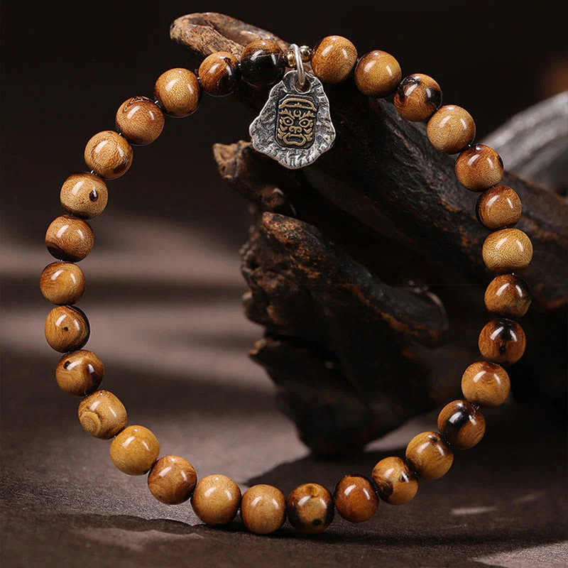Buddha Stones 925 Sterling Silver Natural Golden Sea Willow Zakiram Dea della Ricchezza Fortuna Fu Carattere Braccialetto di Successo - Image 5