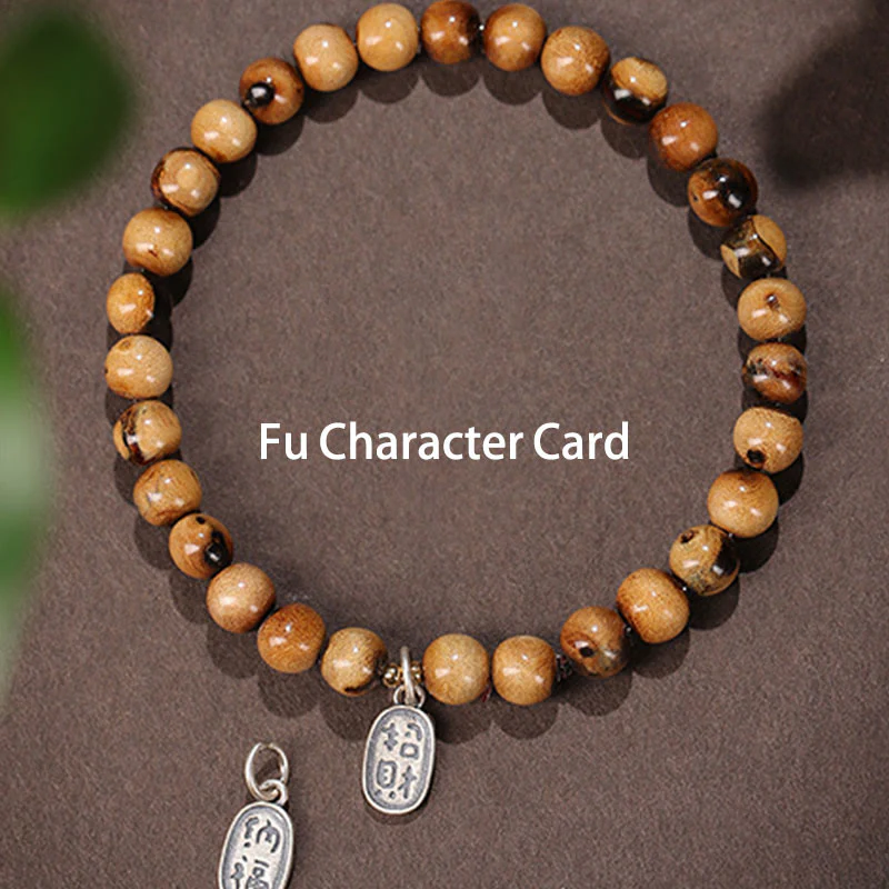 Buddha Stones 925 Sterling Silver Natural Golden Sea Willow Zakiram Dea della Ricchezza Fortuna Fu Carattere Braccialetto di Successo - Image 7