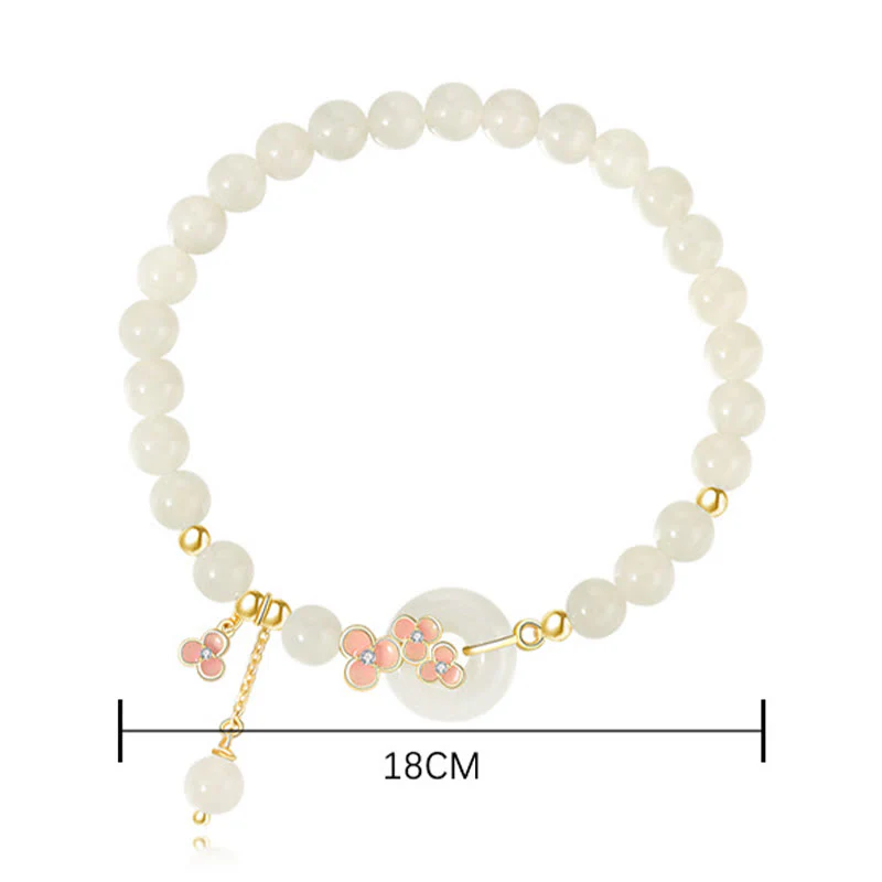 Buddha Stones 925 Sterling Silver Natural Hetian Jade Peach Blossom Peace Buckle Zircone Luck Bracciale Collana Pendente - Image 3