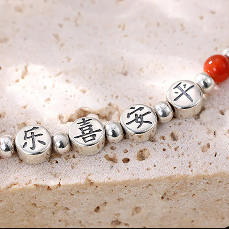 Buddha Stones 925 Sterling Silver Piccole Perle Agata Rossa Pace E Gioia Benedizione Cavigliera - Image 11