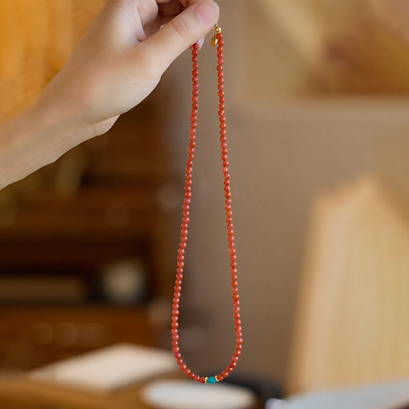 Buddha Stones 925 Sterling Silver Placcato Oro Naturale Agata Rossa Turchese Fiducia Bracciale Collana Ciondolo Anello Set - Image 5