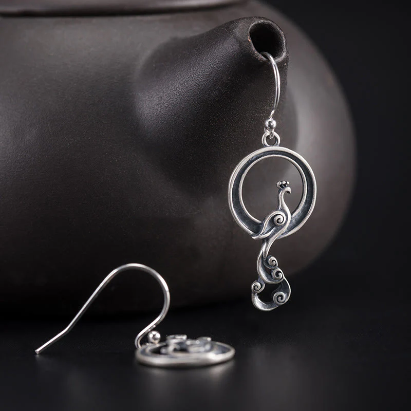 Buddha Stones 925 Sterling Silver Round Asimmetry Peacock Fortune - Image 5