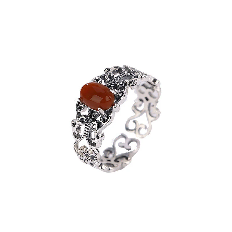 Buddha Stones 925 Sterling Silver Vintage Red Agate Self-acceptance Calm - Image 7