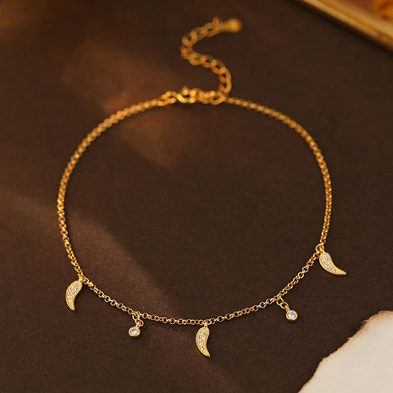 Buddha Stones 925 Sterling Silver Zircone Piccolo Pepe Ciondolo Protezione Cavigliera - Image 3