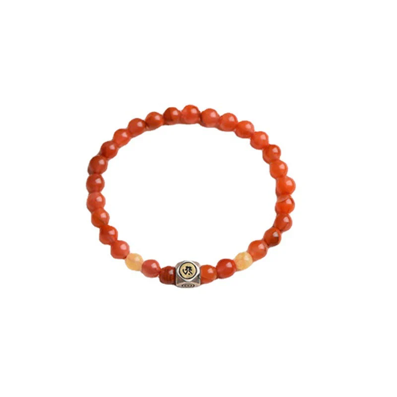 Buddha Stones 925 Sterling Silver Zodiaco Cinese Buddha Natale Amuleto Agata Rossa Ambra Bracciale Autoaccettazione - Image 9