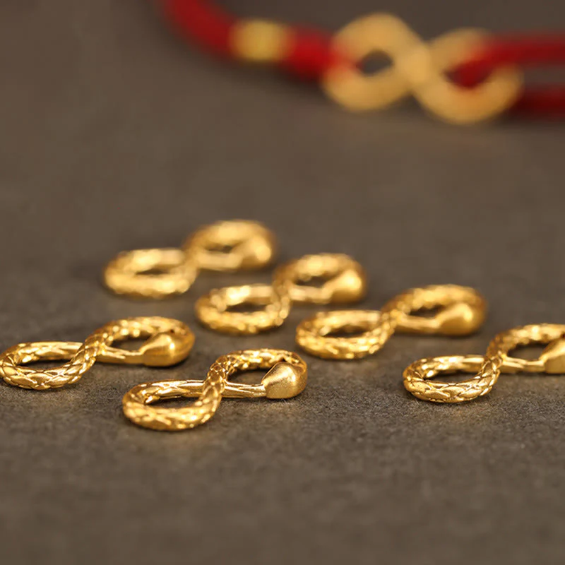 Buddha Stones 999 Oro Anno del Serpente Eterno Nodo Infinito Braccialetto Fatto a Mano della Fortuna - Image 2