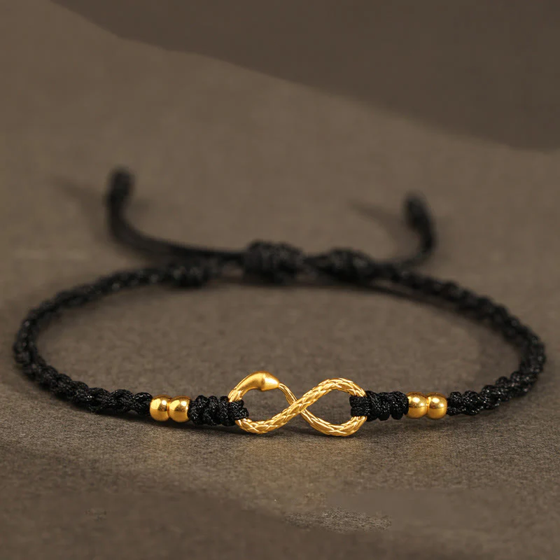 Buddha Stones 999 Oro Anno del Serpente Eterno Nodo Infinito Braccialetto Fatto a Mano della Fortuna - Image 23