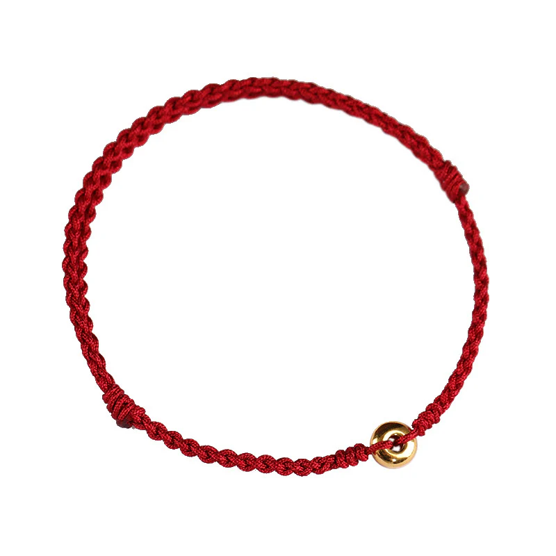 Buddha Stones 999 Oro Piccola Fibbia della Pace Corda Rossa Protezione Fortuna Braccialetto Intrecciato Cavigliera - Image 13