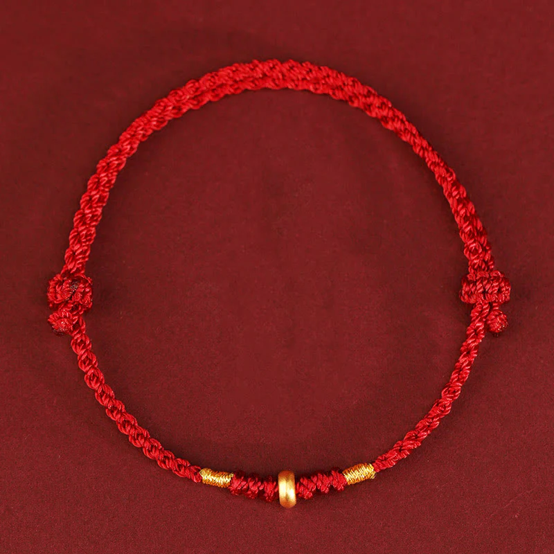 Buddha Stones 999 Oro Piccole Perline della Fortuna Corda Protezione Fortuna Braccialetto Intrecciato Cavigliera - Image 8