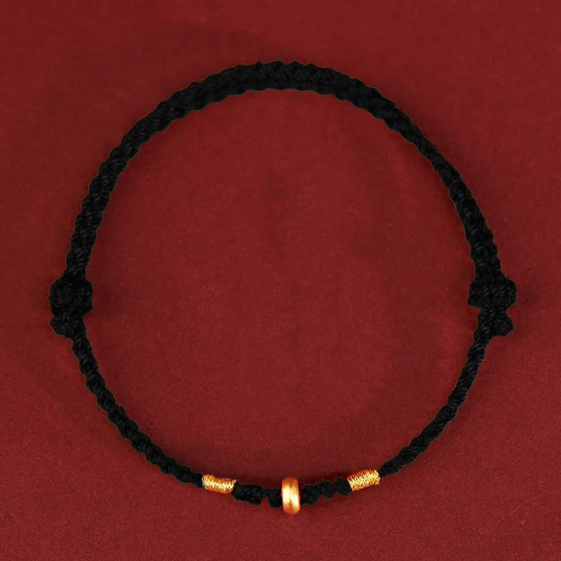 Buddha Stones 999 Oro Piccole Perline della Fortuna Corda Protezione Fortuna Braccialetto Intrecciato Cavigliera - Image 9