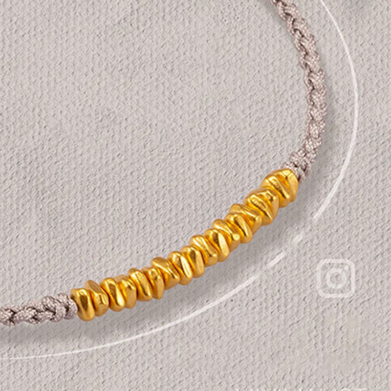 Buddha Stones 999 Oro Piccoli pezzi d'oro Design Fatto a mano Protezione Braccialetto in corda intrecciata - Image 14