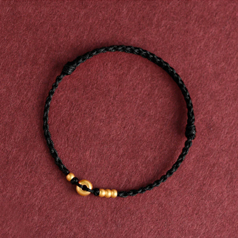 Buddha Stones 999 Oro Piccolo Fibbia della Pace Design Fatto a Mano Braccialetto di Corda Intrecciata Fortuna Cavigliera - Image 20