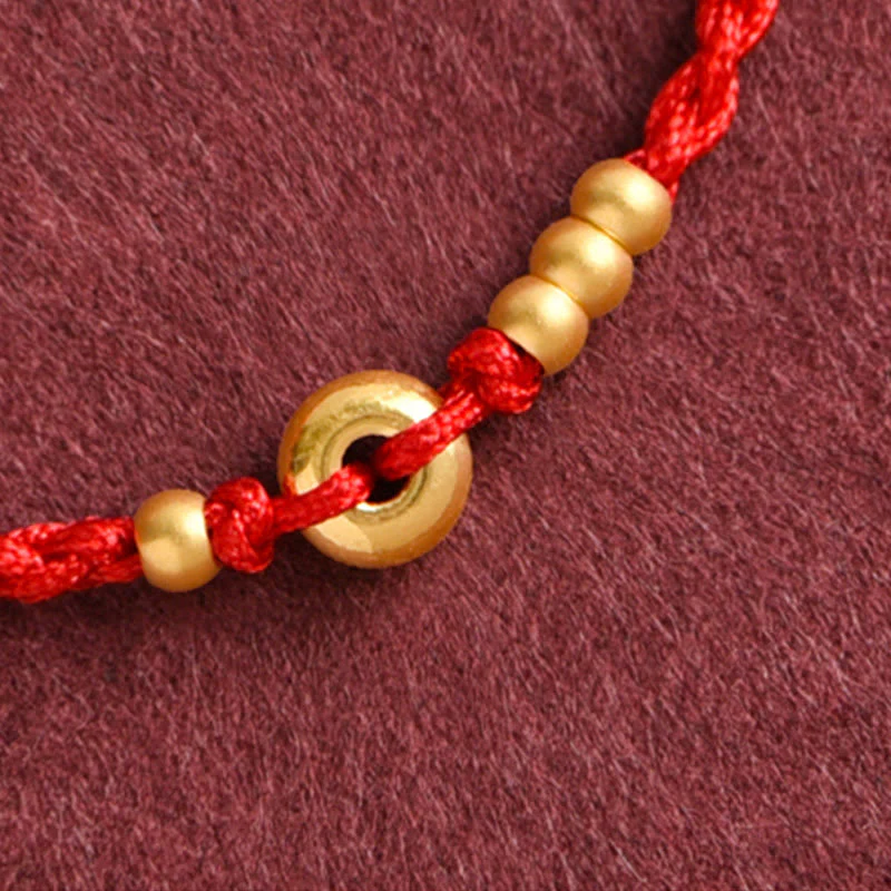 Buddha Stones 999 Oro Piccolo Fibbia della Pace Design Fatto a Mano Braccialetto di Corda Intrecciata Fortuna Cavigliera - Image 9