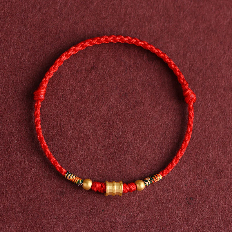 Buddha Stones 999 Oro Piccolo secchio Forma Design Fatto a mano Fortuna Braccialetto di corda intrecciata Cavigliera - Image 13