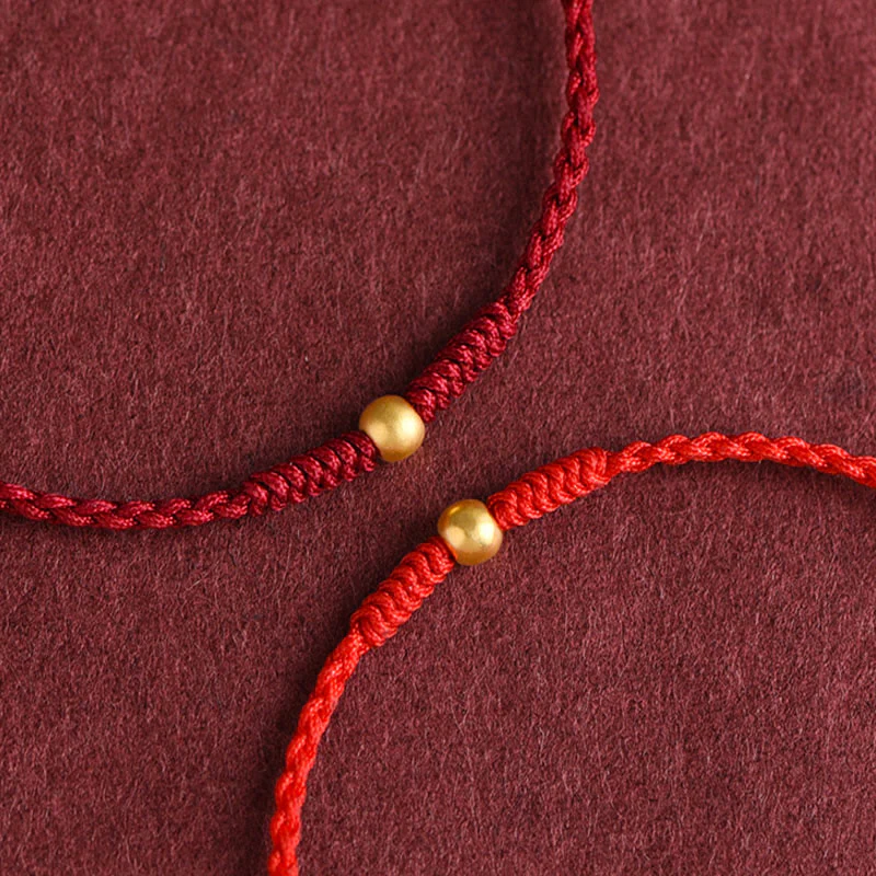 Buddha Stones 999 Oro Una Mini Perlina Design Fatto a Mano Forza Braccialetto Corda Intrecciata Cavigliera - Image 11