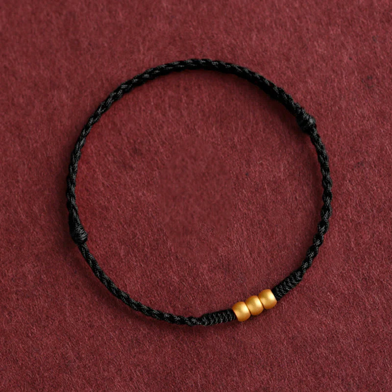 Buddha Stones 999 Oro Una Mini Perlina Design Fatto a Mano Forza Braccialetto Corda Intrecciata Cavigliera - Image 13