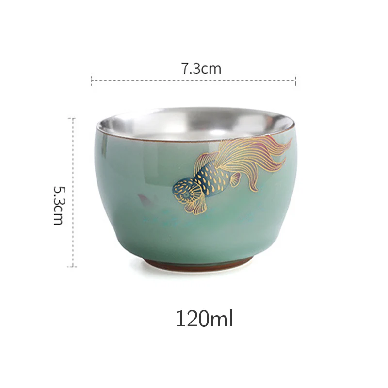 Buddha Stones Farfalla Pesce rosso Loto Koi Pesce Tazza da tè in ceramica Kung Fu Tazza da tè 120ml - Image 10