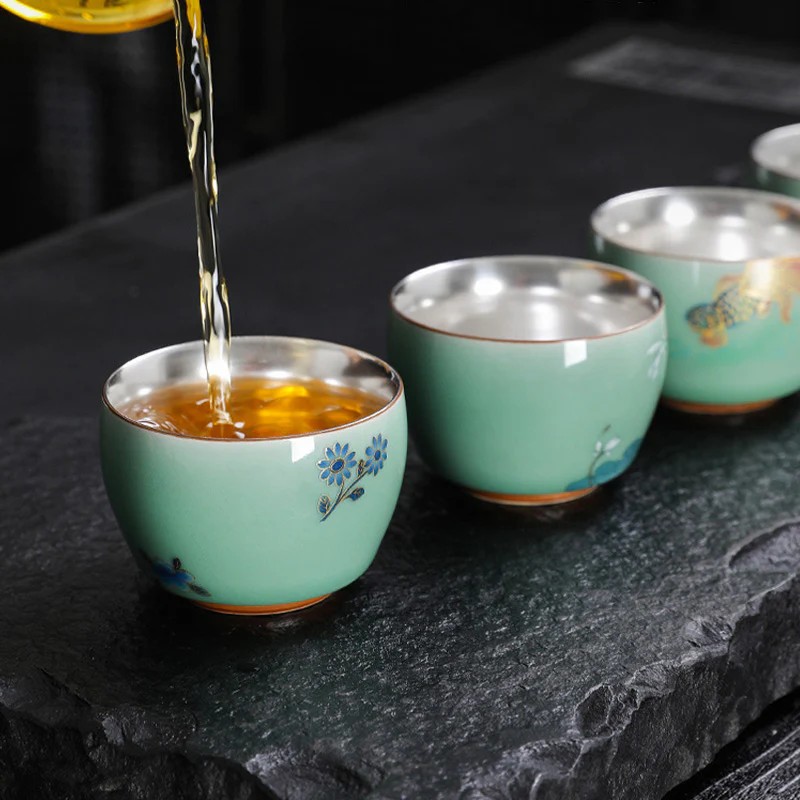 Buddha Stones Farfalla Pesce rosso Loto Koi Pesce Tazza da tè in ceramica Kung Fu Tazza da tè 120ml - Image 13