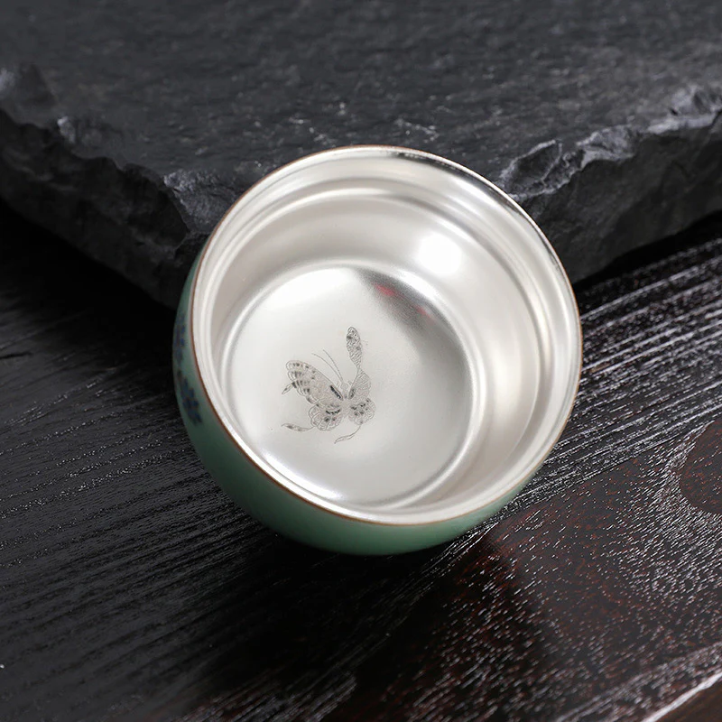Buddha Stones Farfalla Pesce rosso Loto Koi Pesce Tazza da tè in ceramica Kung Fu Tazza da tè 120ml - Image 3