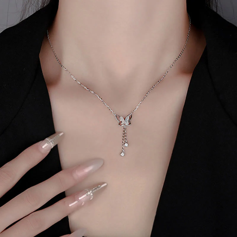 Buddha Stones 999 Sterling Silver Tridacna Pietra Farfalla Calma Collana Pendente - Image 9