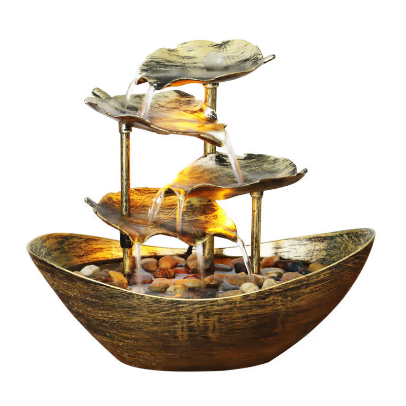Ornamenti da tavolo per fontana a cascata a forma di foglia di loto con Buddha Stones e luce LED, decorazione per ufficio e scrivania - Image 11