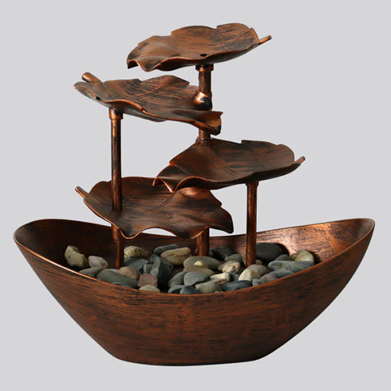 Ornamenti da tavolo per fontana a cascata a forma di foglia di loto con Buddha Stones e luce LED, decorazione per ufficio e scrivania - Image 13