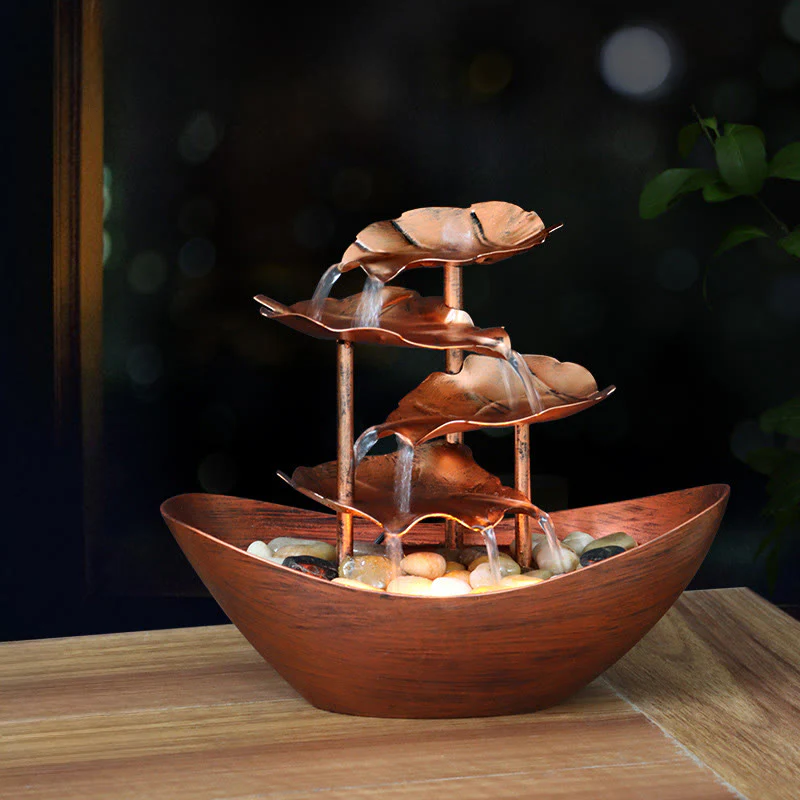Ornamenti da tavolo per fontana a cascata a forma di foglia di loto con Buddha Stones e luce LED, decorazione per ufficio e scrivania - Image 21