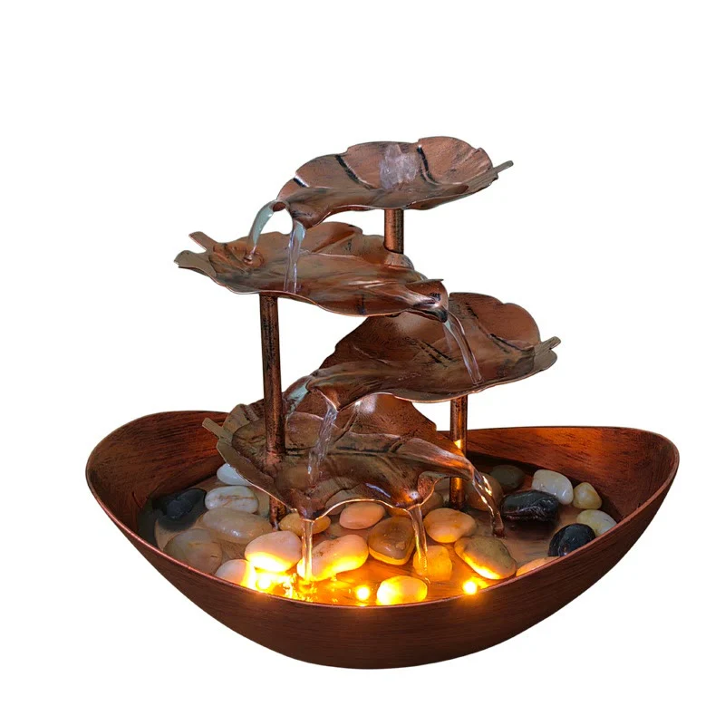 Ornamenti da tavolo per fontana a cascata a forma di foglia di loto con Buddha Stones e luce LED, decorazione per ufficio e scrivania - Image 24