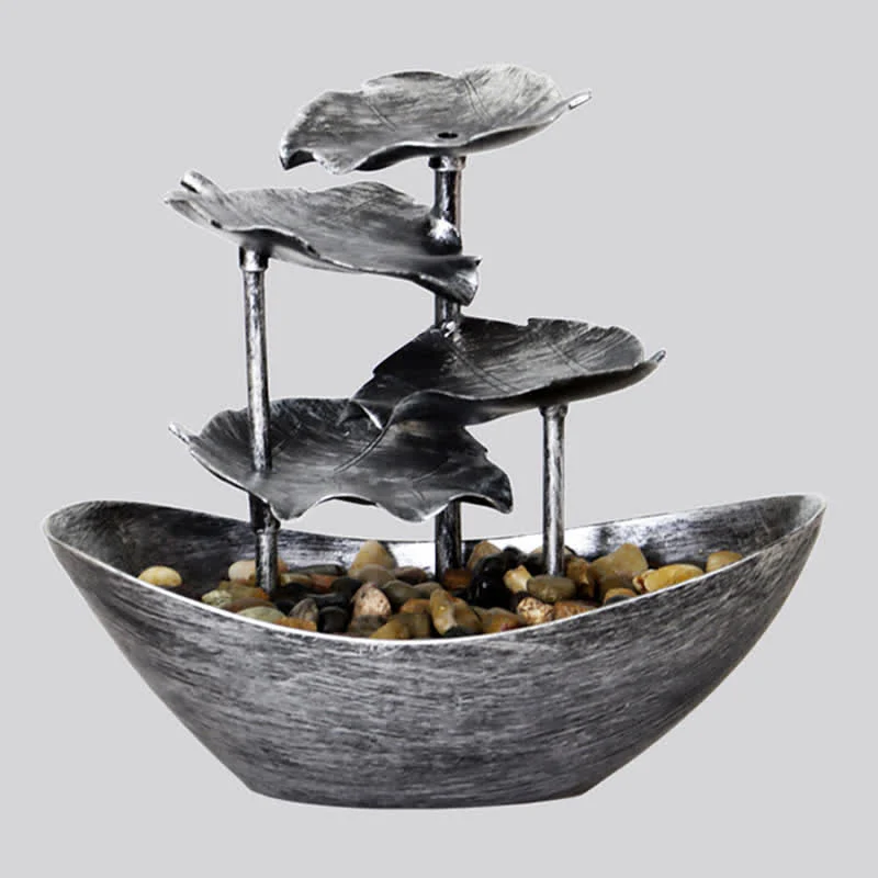 Ornamenti da tavolo per fontana a cascata a forma di foglia di loto con Buddha Stones e luce LED, decorazione per ufficio e scrivania - Image 3