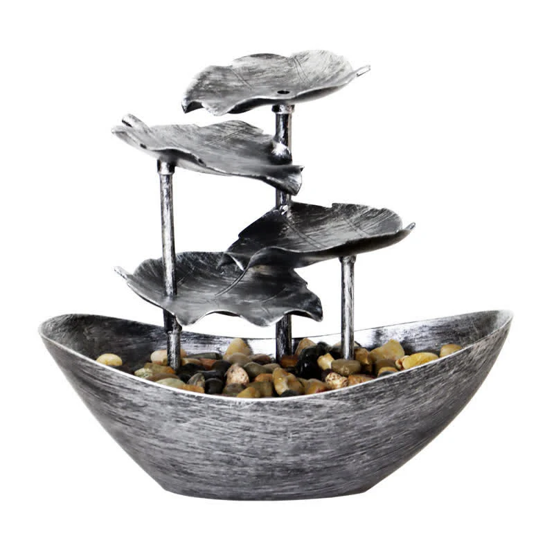 Ornamenti da tavolo per fontana a cascata a forma di foglia di loto con Buddha Stones e luce LED, decorazione per ufficio e scrivania - Image 4