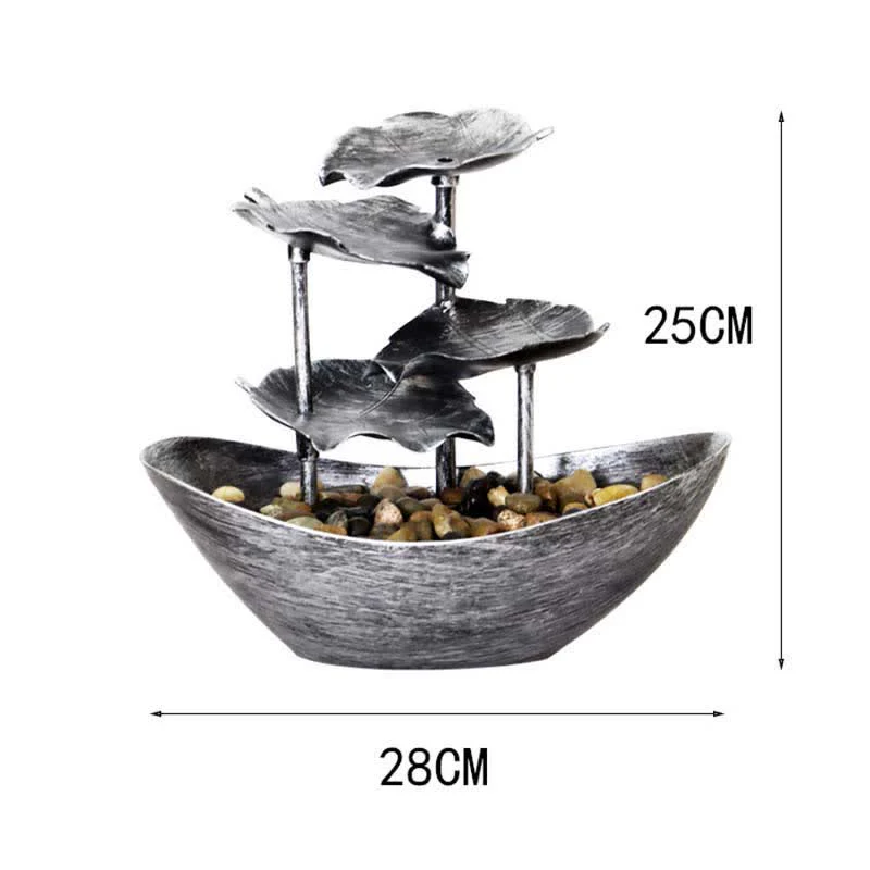 Ornamenti da tavolo per fontana a cascata a forma di foglia di loto con Buddha Stones e luce LED, decorazione per ufficio e scrivania - Image 5