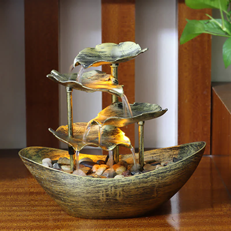 Ornamenti da tavolo per fontana a cascata a forma di foglia di loto con Buddha Stones e luce LED, decorazione per ufficio e scrivania - Image 6