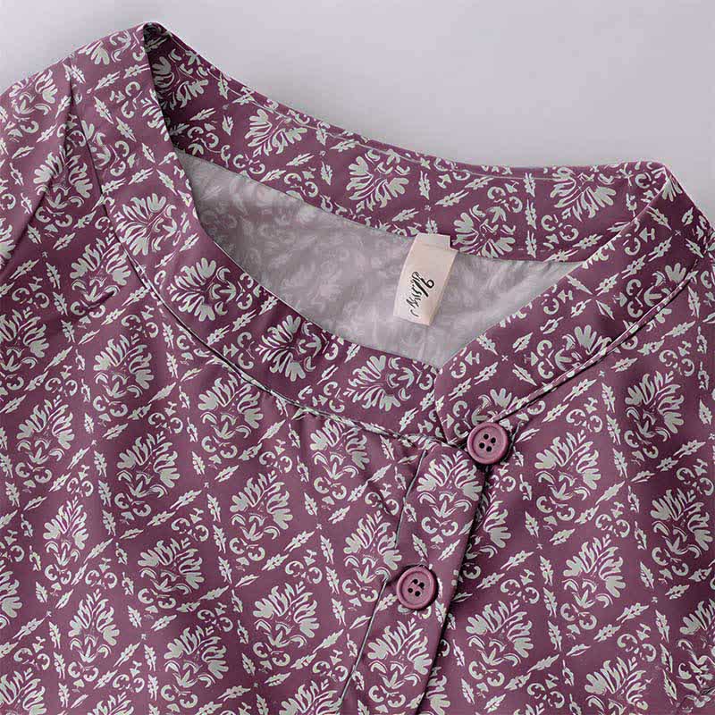 Buddha Stones Abito estivo da donna a maniche corte con coulisse, bottoni e stampa floreale, con tasche. - Image 4