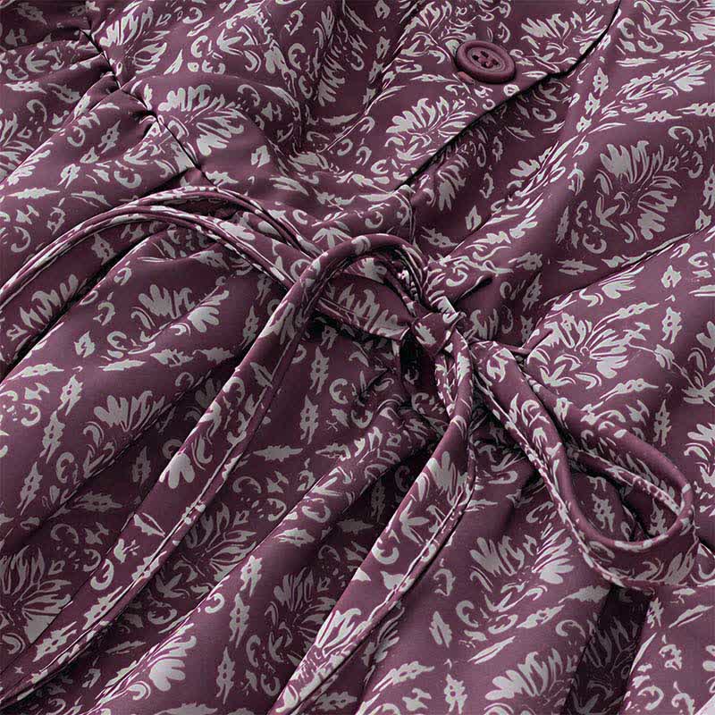 Buddha Stones Abito estivo da donna a maniche corte con coulisse, bottoni e stampa floreale, con tasche. - Image 9