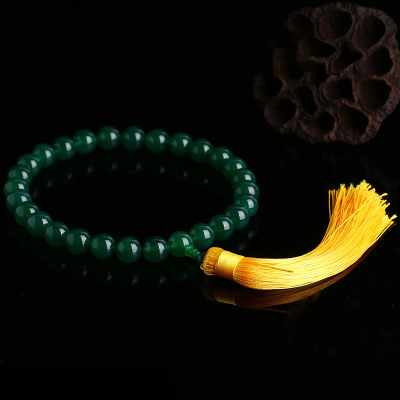 Buddha Stones Agata verde naturale Mala da polso Nappe di potenza Mala tascabile Decorazione per auto - Image 6