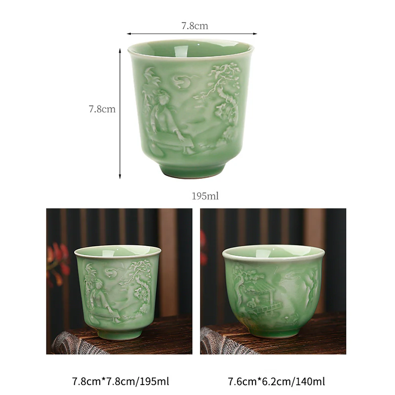 Buddha Stones Alberi Padiglione Montagne Fiumi Pino Ceramica Tazza da tè Kung Fu Tazza da tè - Image 15