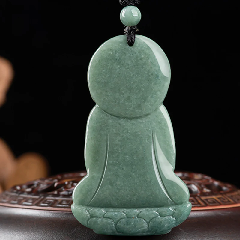 Buddha Stones Amitabha Buddha Amuleto di Giada Collana di Corda della Compassione - Image 7