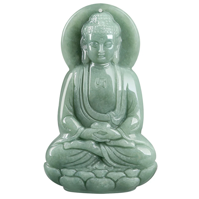 Buddha Stones Amitabha Buddha Amuleto di Giada Collana di Corda della Compassione - Image 8