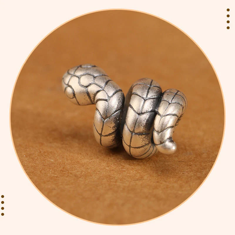 Buddha Stones Anello con moneta dell'anno del serpente in argento sterling 925 con corda rossa Braccialetto portafortuna a forma di serpente - Image 17