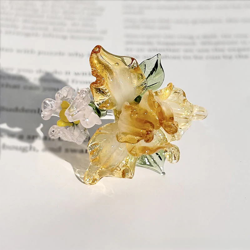 Buddha Stones Anello della saggezza con fiore di iris Liuli - Image 5