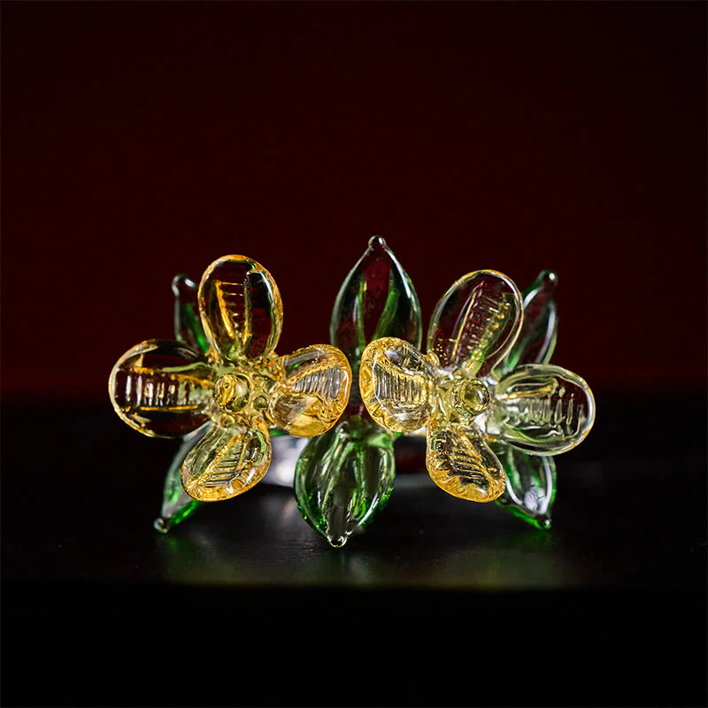 Buddha Stones Anello della saggezza con fiore di osmanto Liuli - Image 3