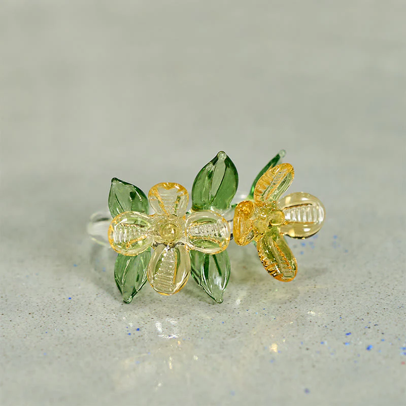 Buddha Stones Anello della saggezza con fiore di osmanto Liuli - Image 7