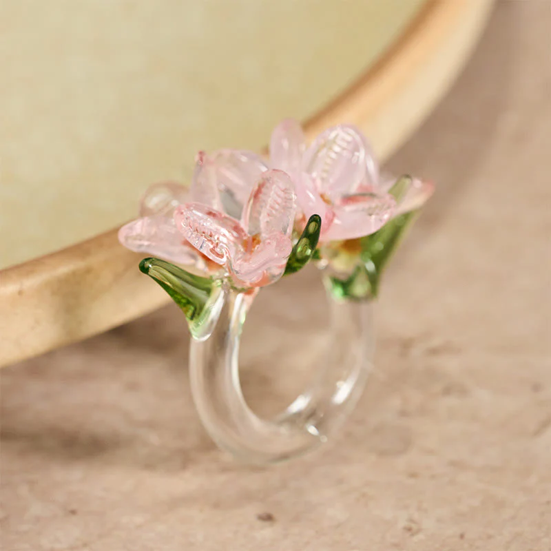 Buddha Stones Anello della saggezza con fiore di pero Liuli - Image 10